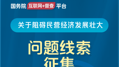 污污污大鸡巴视频国务院“互联网+督查”平台公开征集阻碍民营经济发展壮大问题线索